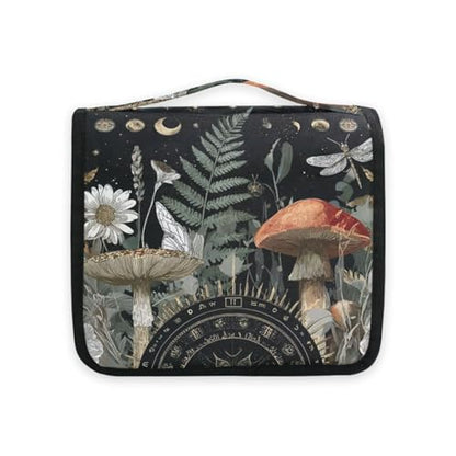 Mushroom Moon Phase Fern Hanging Toiletry Makeup Bag Travel Organizers Toiletries Cosmetics Bag for Women - color: Mushroom Moon Phase Fern