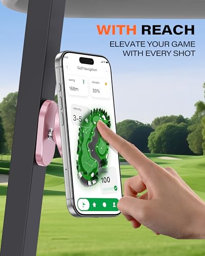 A2C Alloy Magnetic Golf Cart Phone Holder for MagSafe iPhone, Cool Golf Gifts for Female Golfers Her Ladies Women Girls Mom Mother Wife, Romantic Golf Course Accessories Essentials Gadgets (Pink) - color: Pink