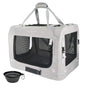 Extra Large Cat Carrier Soft Sided, Portable Small Dog Carrier for 2 Cats, 24"x16.5"x16" Car Travel Folding Comfortable Design with Bowl, Grey - color: Grey