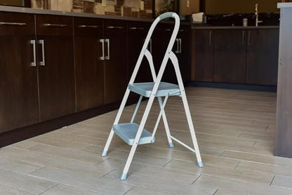 Rubbermaid 2-Step Steel Step Stool Ladder with Hand Grip, ANSI Type 2 Duty Rating, 225 lb Capacity, White - style: 2-Step