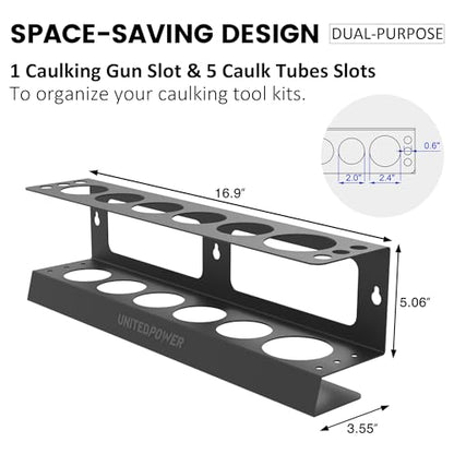 UNITEDPOWER Caulking Gun Holder, Wall Mount Hand Caulking Gun Storage Rack, Caulk Tube Organizer for Workshop, Shop, Garage
