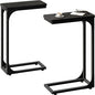 QEEIG Narrow C Shaped Side Table Set of 2 Living Room Sets Slim Couch Tray Tables Skinny Thin Small Modern 7 inch Width, Black (017-18B) - color: C. Black, size: 7.1" Width