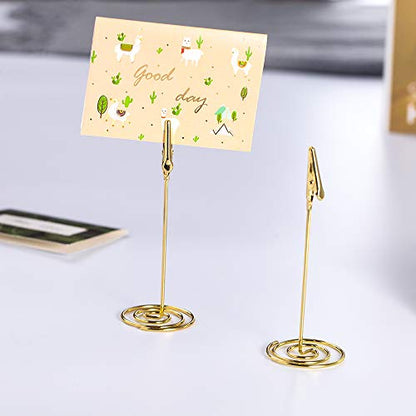 Artliving 12pcs Place Card Holder Memo Holder Clip Photo Holder Table Number Holder - color: Gold