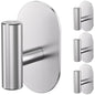 Aikzik Silver Adhesive Hooks Heavy Duty, Wall Hooks for Shower, Bathroom, Towel, Coat, Robe, Stainless Steel Hooks for Hanging, Waterproof & Rustproof Sticky Hooks for Walls No Damage- 2 Pack - color: Silver