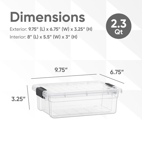 Superio 2.3 Qt Clear Plastic Storage Bin with Lid, Non-Toxic, BPA Free, Odor Free, Organizer Storage Box, Stackable Plastic Tote for Home, Garage, School, and Office, Small - size: 2.3 Qt