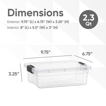 Superio 2.3 Qt Clear Plastic Storage Bin with Lid, Non-Toxic, BPA Free, Odor Free, Organizer Storage Box, Stackable Plastic Tote for Home, Garage, School, and Office, Small - size: 2.3 Qt