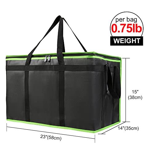 Bodaon Insulated Food Delivery Bag, XXX-Large Insulated Pizza Delivery Bags, Black with Green Edge, 1-Pack - color: Black-green Edge, size: XXX-Large