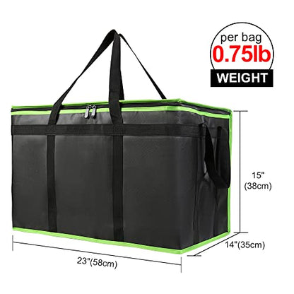 Bodaon Insulated Food Delivery Bag, XXX-Large Insulated Pizza Delivery Bags, Black with Green Edge, 1-Pack - color: Black-green Edge, size: XXX-Large