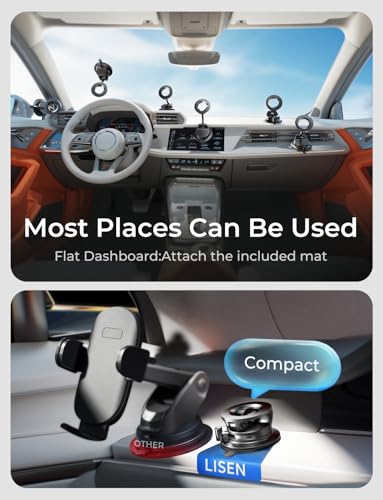 LISEN 2 Pack for Magsafe Car Mount, Magnetic Phone Holder for Car, Strong Magnetic Car Phone Mount, 89 LBS Suction Phone Mount Vacuum, Dashboard Gifts Phone Holders for Your Car Mount for iPhone 17