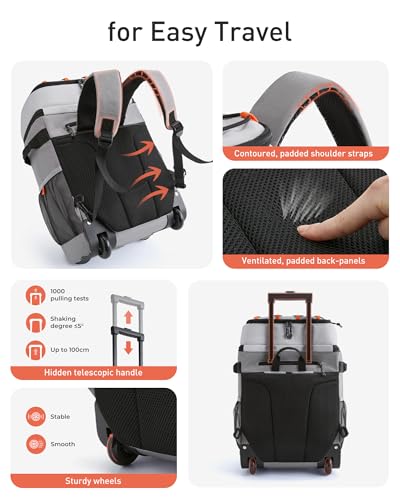 TOURIT Insulated Rolling Cooler Backpack, Leakproof Waterproof Beach Cooler Bag with Wheels and Handle, Outdoor Camping Picnic Travel - color: 02-Grey, style: 50 Cans