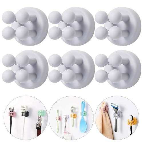 iBetterLife 6Pcs Toothbrush Holders for Bathrooms - Self-Adhesive Wall Mount to Mirror for Clipping & Hanging Shower Razor Towel Plug Cable, Utility Hooks for Home Kitchen Office Dorm Room Essentials - color: Purple