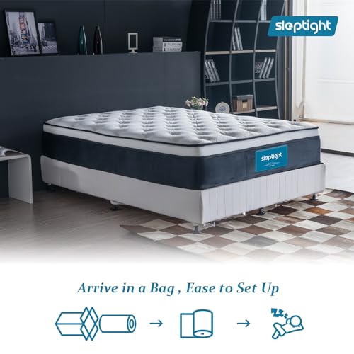 RV King Mattress 80" L x 72" W, 12 Inches Pillow Top Hybrid Camper Mattress in a Bag, Memory Foam Pocket Spring for RV Bed, Pop Up and Trailer, Short King