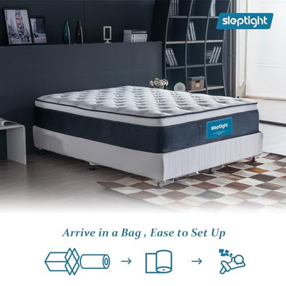 RV King Mattress 80" L x 72" W, 12 Inches Pillow Top Hybrid Camper Mattress in a Bag, Memory Foam Pocket Spring for RV Bed, Pop Up and Trailer, Short King