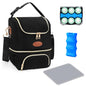 PIIOSER Breastmilk Cooler Bag with Ice Pack, Double Deck Insulated Baby Bottle Travel Bags with Shoulder Strap, Wearable Breast Pump Carry Bag for Nursing Moms Daycare, Work, Picnic(Black) - color: Black-2