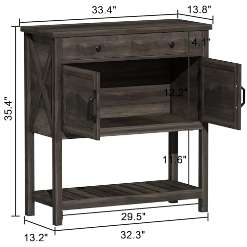 ChooChoo Farmhouse Console Table, Entryway Table with Storage Shelf, Coffee Bar Cabinet, Narrow Buffet Sideboard for Kitchen, Hallway, Living Room, Ash Gray - color: Ash Gray