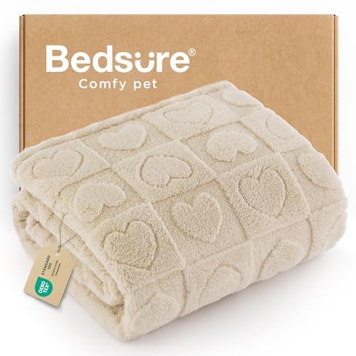 Bedsure Dog Blankets for Small Dogs Washable - Fluffy Fuzzy Cat Puppy Blanket with Premium 300GSM Coral Fleece Soft for Pet Kitten Doggy, White, 25x35IN - color: White Heart, size: S(25x35")