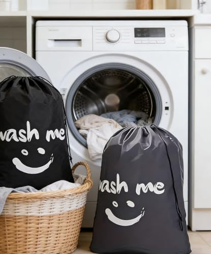 2 Pack XL Travel Laundry Bag, Dirty Clothes Organizer with Drawstring, Large Enough to Hold 4 Loads of Laundry，Easy Fit a Laundry Hamper or Basket，24" x 36" - color: Grey+Black