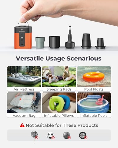 ETENWOLF AIR 3 Air Pump for Inflatables with 2600 mAh Battery & Camping Light, Ultra-Fast and Mini Electric Air Pump, Inflate Deflate for Air Mattress, Pool Floats, Vacuum Storage Bags - color: Dark Cyan