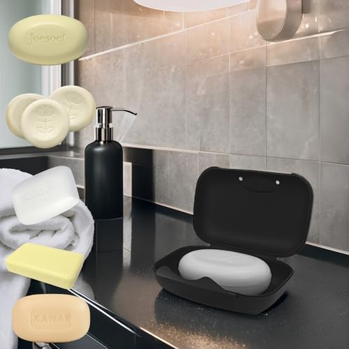 Travel Soap Holder Bar Soap Dish Shower Soap Saver Case Container Box for Bathroom Camping Gym Vonpri (Matt Black 3pack)