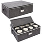 popoly Cup and Mug Storage Box 2 Pack, Coffee Mug Storage Holds 24 Mugs, Tea Cups and Glasses with with Hard Shell and Dividers, Hard Top, Sides and Stackable (Grey) - size: 2 Pack