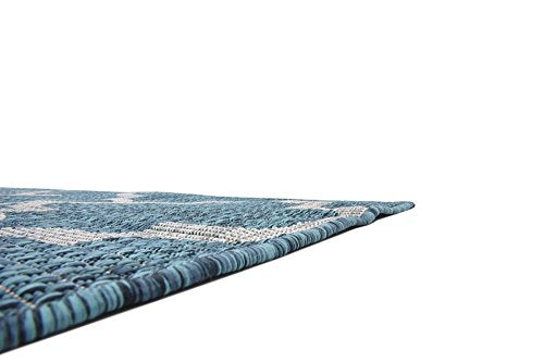 Unique Loom Outdoor Trellis Collection Area Rug (8' x 11' 4" Rectangle, Teal/ Gray) - color: Teal/Gray, size: 8' x 11'4" (Rectangular)