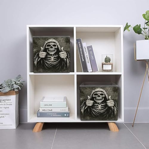Skull Thumbs Up Foldable Storage Box with Handle Organizer Containers for Home Office Clothes Office Supplies - color: style-4-1