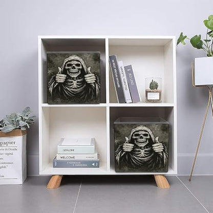 Skull Thumbs Up Foldable Storage Box with Handle Organizer Containers for Home Office Clothes Office Supplies - color: style-4-1