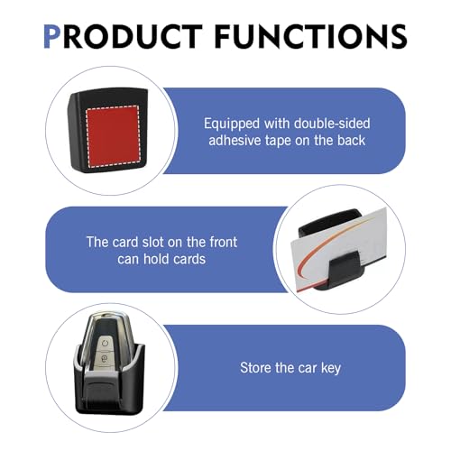 Car Key Fob Holder, Mini Key Card Organizer Box for Dashboard, Self-Adhesive Key Mount Organizers, Interior Storage Holder, Universal Gifts for Most Cars (Black)