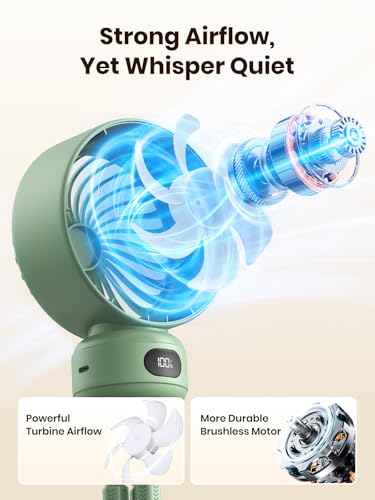 Warmco Portable Stroller Fan, 4000mAh Rechargeable Clip On Fan with Flexible Tripod (Up to 15H), 4 Speeds, LED Display, Detachable Grille, Quiet Operation, for Car Seat, Crib & Treadmill - color: Green