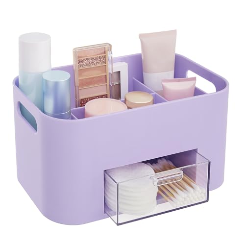 STORi Bliss Lilac Purple Makeup Organizer for Countertop, Divided Bathroom Organizer & Storage Drawer, Makeup Brush Holder, Cosmetic & Nail Polish Organizer, Made in USA - color: Lilac