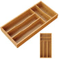 Small Silverware Organizer, Bamboo Kitchen Drawer Cutlery Organizer, Utensil Holder, Flatware Organizer Tray (14.2"x6.7"x1.6") - size: Small