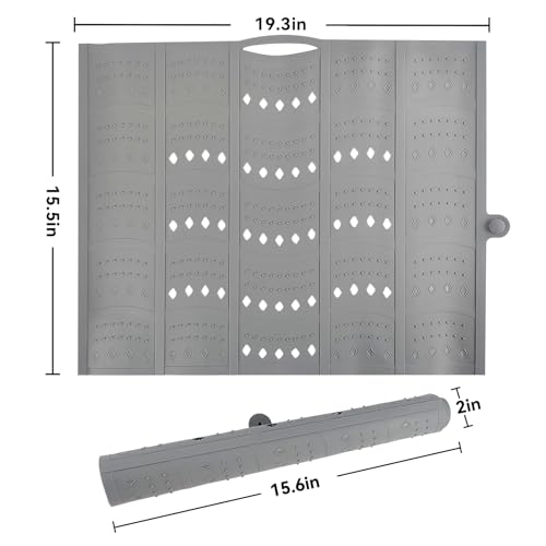 BRIAN & DANY Makeup Mat for Sink, Bathroom Sink Cover for Counter Space, Foldable Silicone Sink Mat Organizer Countertop RV Space Saver, Gray, 19.3" x 15.5" - color: Gray