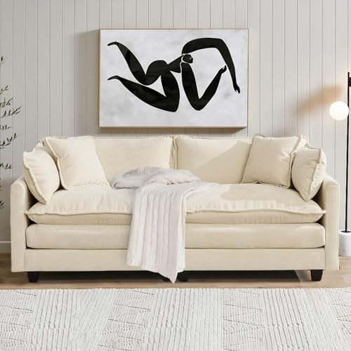 SoarFlash 77.95" Chenille Sectional Sofa, Comfy Modular Loveseat Sofa, Modern 2-Seat Couch Deep Seat Sofa Set for Living Room,Beige - color: Beige, size: 2 Seat
