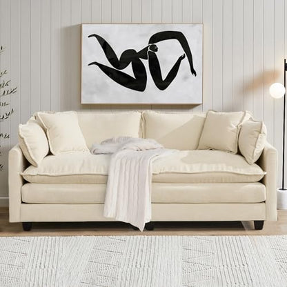 SoarFlash 77.95" Chenille Sectional Sofa, Comfy Modular Loveseat Sofa, Modern 2-Seat Couch Deep Seat Sofa Set for Living Room,Beige - color: Beige, size: 2 Seat