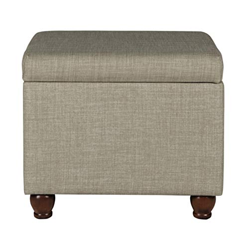 HomePop 22" Medium Rectangular Storage Ottoman - Tan Linen - color: Tan Linen