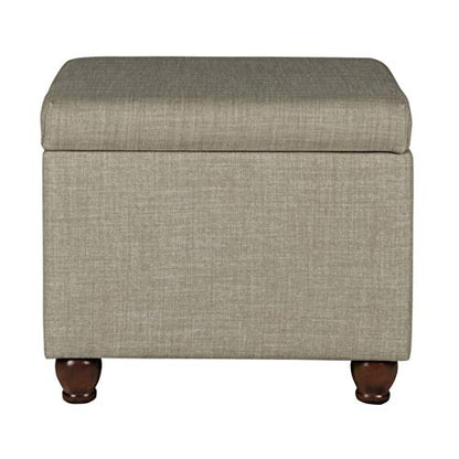 HomePop 22" Medium Rectangular Storage Ottoman - Tan Linen - color: Tan Linen