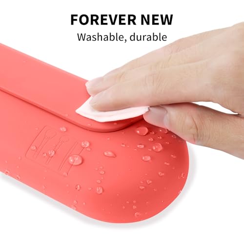 AGIKET Silicone Makeup Brush Holder Travel Cosmetic Bag：Soft Portable Cosmetic Face Brushes Holder with Upgrade Anti-Fall Out Magnetic Closure, Large Travel Makeup Brush Case - Guava - color: Guava, style: Brush Holder