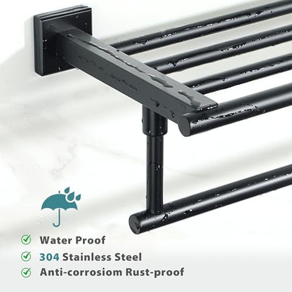 Alise 16 Inch Towel Racks for Bathroom, Towel Rack Wall Mounted with Tower Bars, SUS 304 Stainless Steel Bathroom Shelf, Heavy Duty Hand Towel Holder (Matte Black) - color: Matte Black, size: 16-Inch