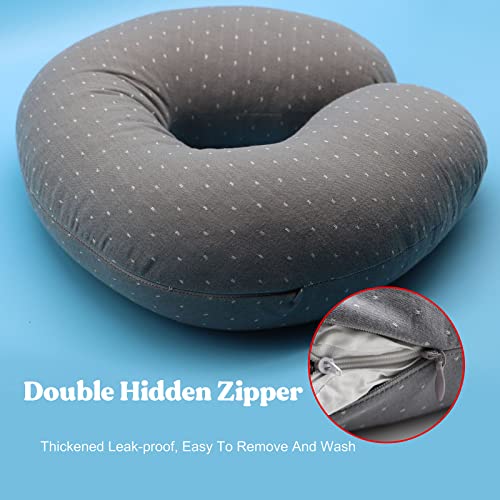 Buckwheat U-Shaped Neck Pillow Adjustable Buckwheat Hull Pillow with Pillowcase, Neck Support and Shoulder Relax Cervical Pillow (12x12 inch, Grey) - color: Grey