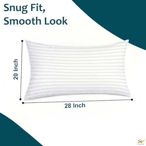 Pillow Cases - Set of 2, Dark Grey Stripe (20" X 28") - Pillow Covers Made of 100% Cotton - 300 Thread Count Super Soft and Breathable Sateen Weave Pillowcases. - color: Dark Grey Stripe, size: (20"X28")