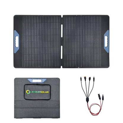 LENSUNSOLAR 100W Foldable Solar Panel Charger, 23.5% A+ Monocrystalline, IP67, MC4 Cable Included, for 12V Batteries Power Stations Camping Picnics Car Travel Boat Off Grid - size: 100W