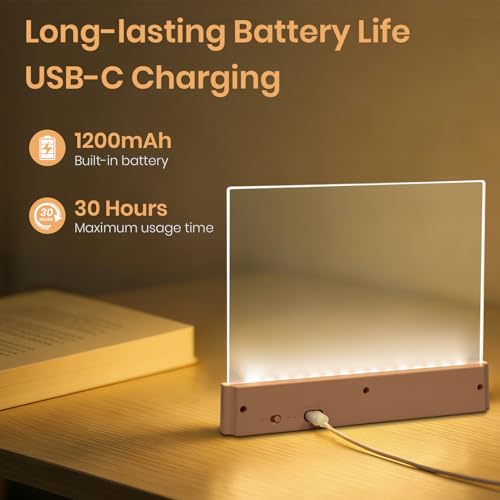 Book Light, Rechargeable Clear LED Flat Reading Light for Reading in Bed at Night with 3 Colors & Timer, Dimmable Full Page Panel Plate Lamp, Bookish Gifts for Readers Kids Women Men (Pink) - color: Pink