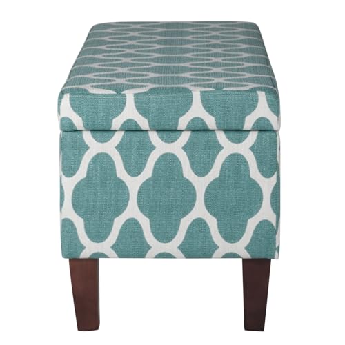 HomePop 36" Storage Ottoman Bench with Hinged Lid - Teal Blue Geometric - color: Teal Blue Geometric