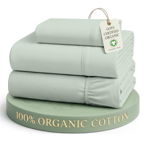 LANE LINEN Twin Sheets 100% Organic Cotton Soft 3pc Percale - Cool Blue | Pure Long-Staple Organic Cotton Twin Sheet Set - Easy-Care Machine Washable, Breathable For Year-Round Sleep - color: Cool Blue, size: Twin
