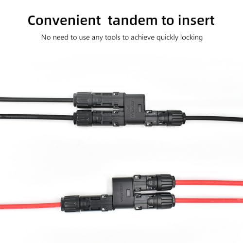 Solar Branch Connector IP68, 1500V FMM+MFF, Y Branch Adapter for Parallel Connection Between Solar Panels, 1 Pairs (2 to 1) - size: 2to1 Branch Connector