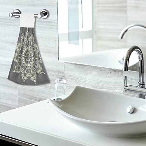 Vnurnrn Hand Towels for Kitchen 2 Pcs Hanging Kitchen Towels Set，Soft Absorbent Tea Bar Dish Cloths Bath Towel for Bathroom Laundry Room (Elegant Mandala) - color: Elegant Mandala