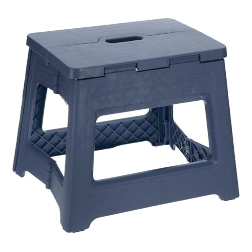 uxcell 9" Folding Step Stool for Adults 132 lbs Capacity Non-Slip Step Stool with Handle Collapsible Foot Stools, Blue Small Stepping Stool for Bathroom, Bedroom, Kitchen - color: Blue, size: 10 x 7.3 x 9.6inch