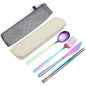 uxcell Travel Utensils with Case, Stainless Steel Portable Silverware, Colorful - color: Colorful