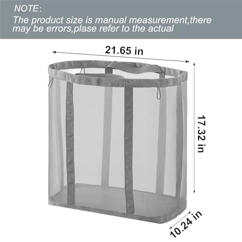 Mesh Bag with Handles, Collapsible Laundry Basket, Foldable Laundry Bag, Breathable Folding Beach Bag,Space-saving Travel Tote Bags (2, Grey) - color: Grey