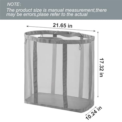 Mesh Bag with Handles, Collapsible Laundry Basket, Foldable Laundry Bag, Breathable Folding Beach Bag,Space-saving Travel Tote Bags (2, Grey) - color: Grey